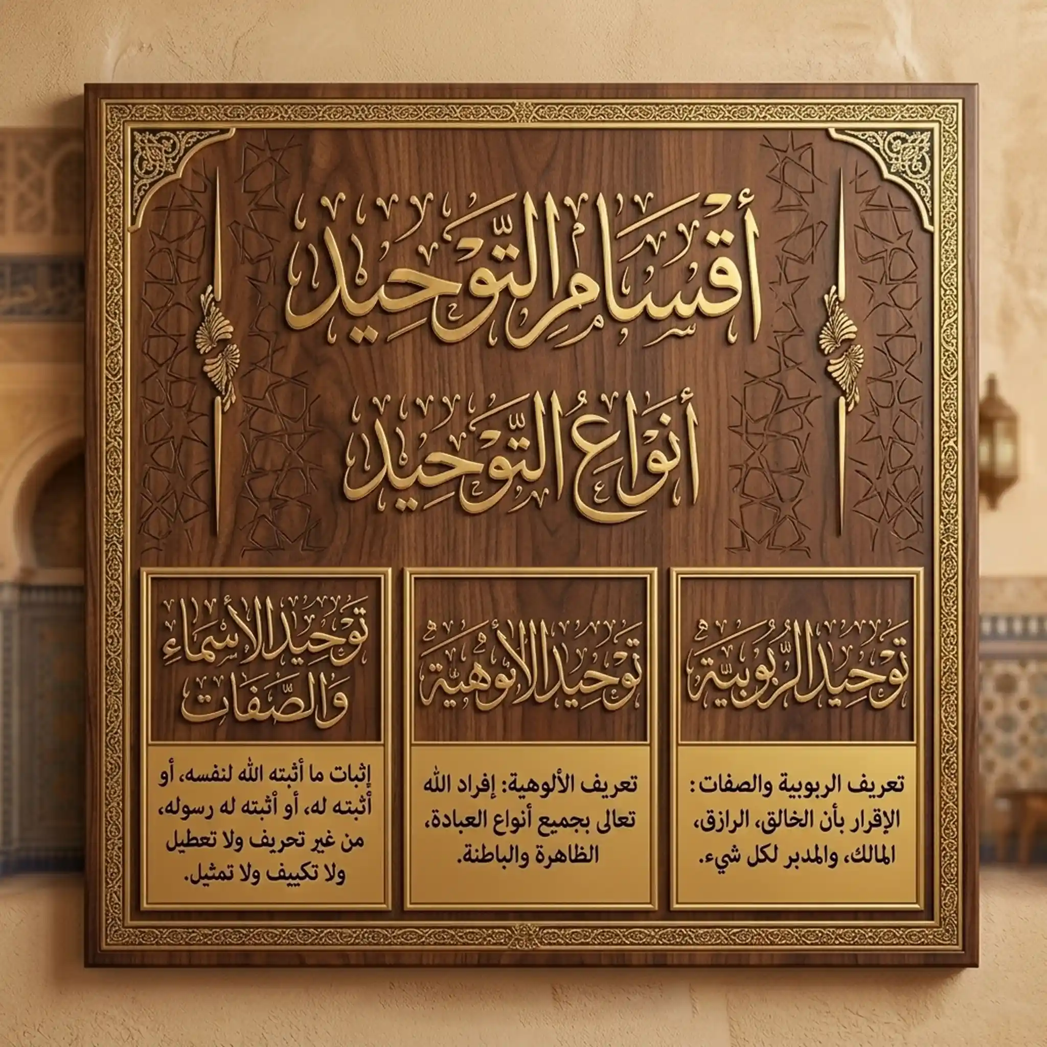 مخطوطات أقسام التوحيد الثلاثة بخط الثلث | فيكتور عالي الدقة Tawheed Calligraphy